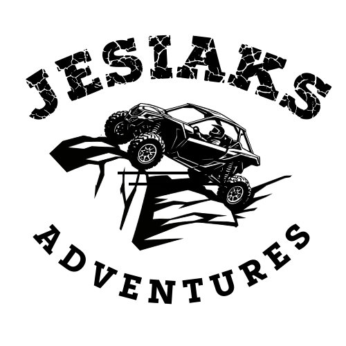 JJesiaks Adventures logo – bold typography with an ATV icon, symbolizing rugged terrain, adventure, and outdoor exploration.