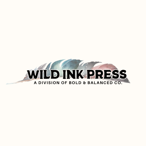Wild Ink Press logo – rustic yet modern design featuring organic lines and bold lettering, symbolizing creative expression through print and illustration.