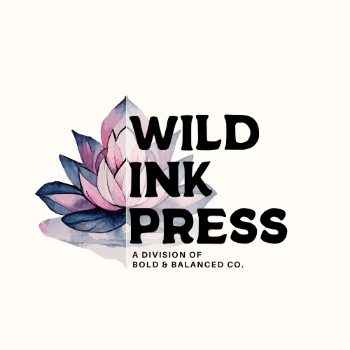 Wild Ink Press logo – rustic yet modern design featuring organic lines and bold lettering, symbolizing creative expression through print and illustration.